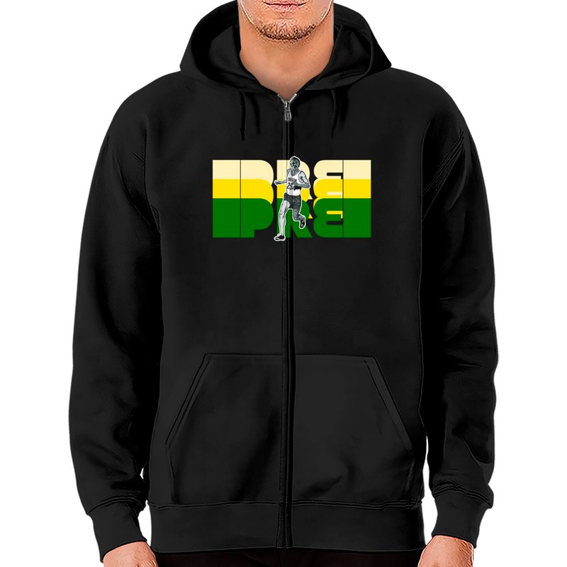 Hoodies à zip PRE - Steve Prefontaine pour unisex en noir — Sweats à capuche pour hommes