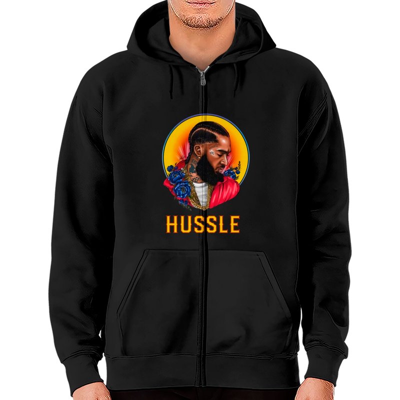 Hoodie Zippé Nipsey Hussle Legend pour Unisexe en Noir — Sweats à capuche pour hommes