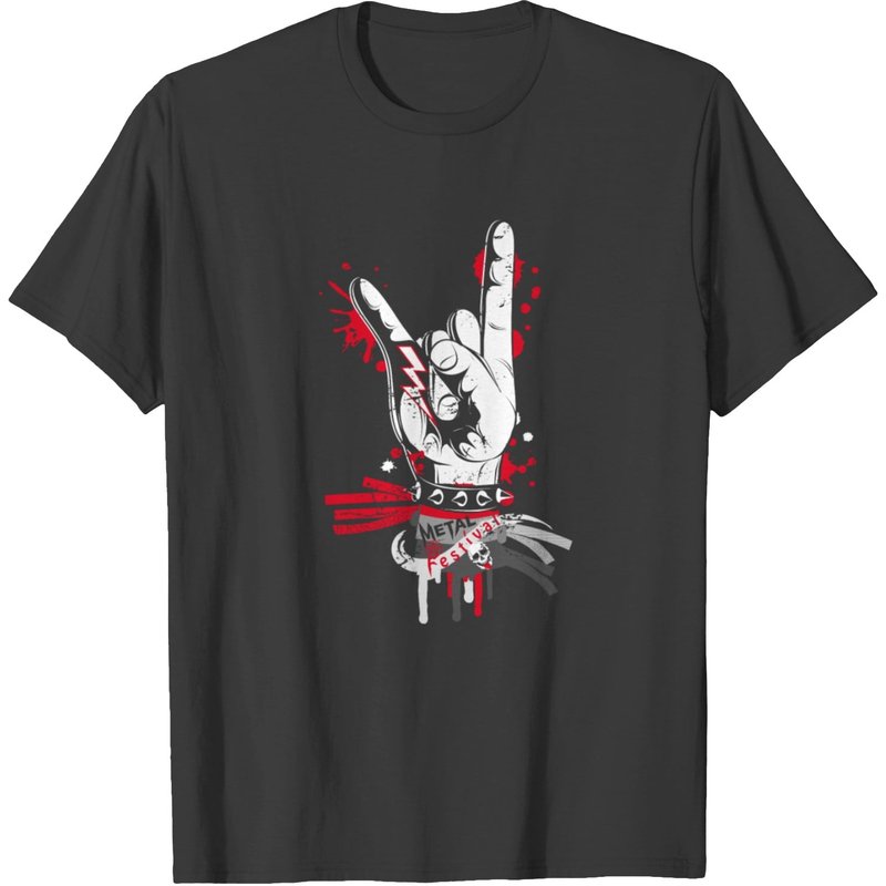 T-shirt avec Signe de Main Metal et Rock pour Hommes — T-shirts pour hommes