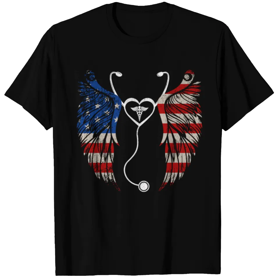 American Flag Nurse Patriotic Nursing T-shirt for Men — Mens T Shirts