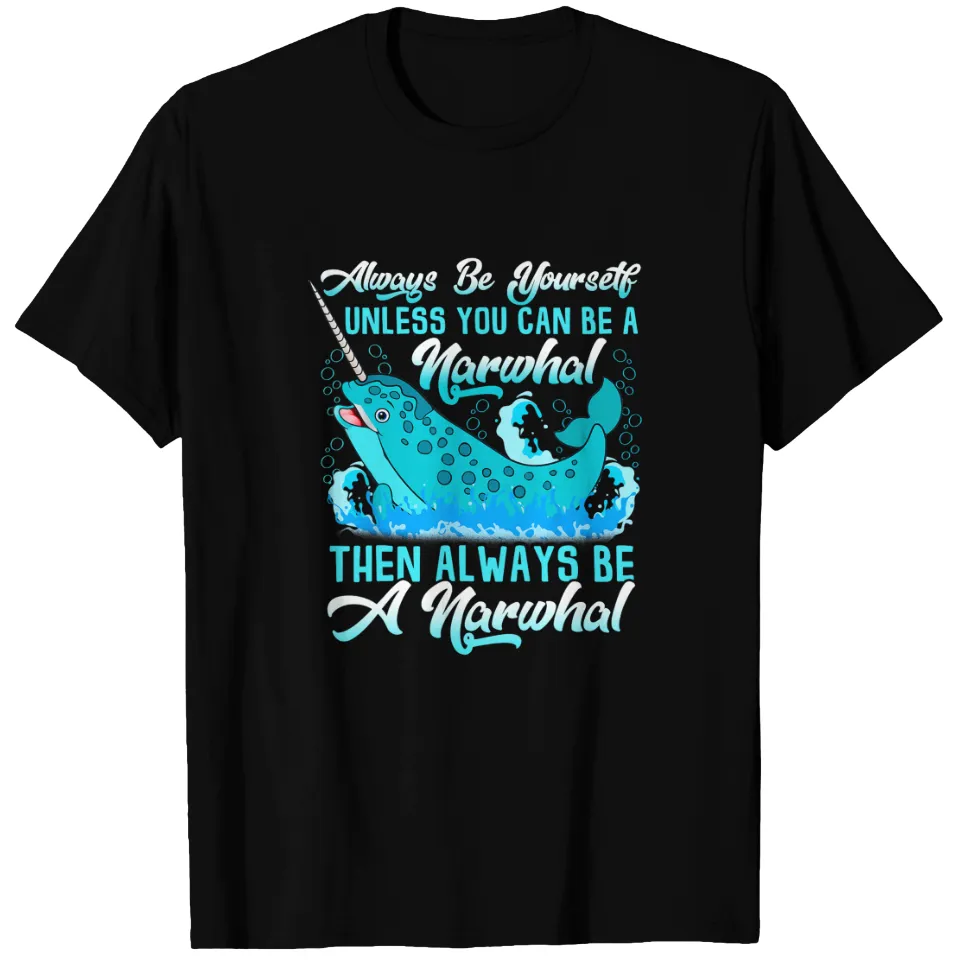 T-shirt Always Be A Narwhal pour hommes en noir — T-shirts pour hommes