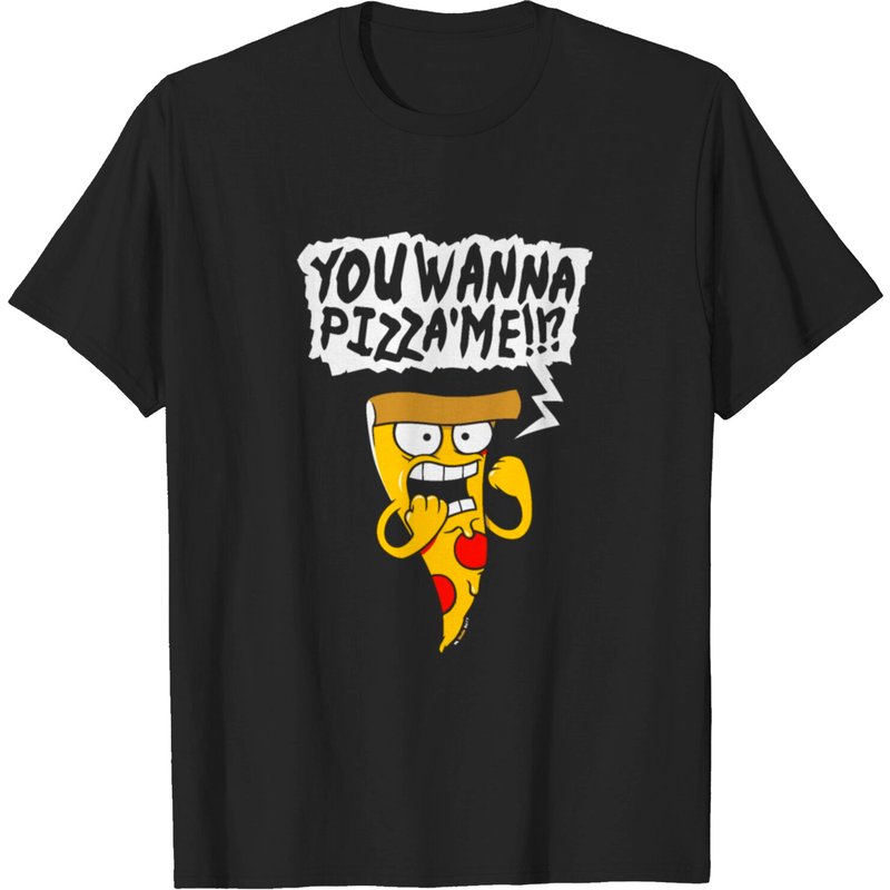T-shirt Feisty Pizza Slice pour hommes en noir — T-shirts pour hommes