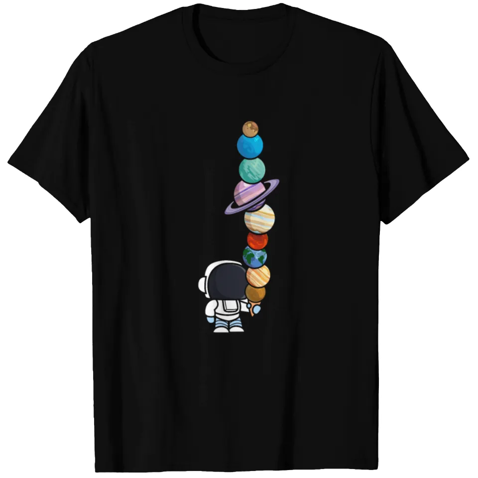 Astronaut Ice Cream Eating Planet T-shirt for Men — Mens T Shirts