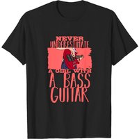 Bass Guitar Girl T-Shirt for Men in Black
