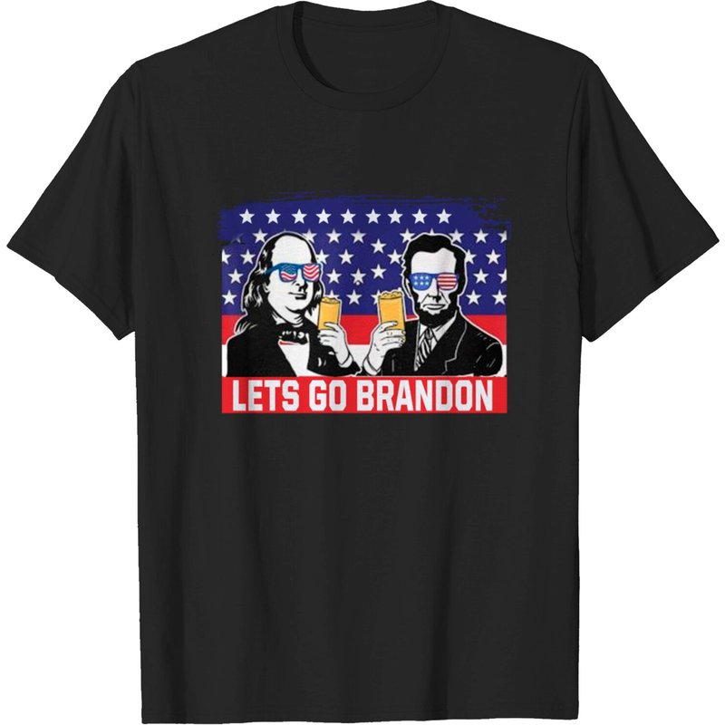 T-shirt Let’s Go Brandon Benjamin Franklin & Lincoln pour hommes