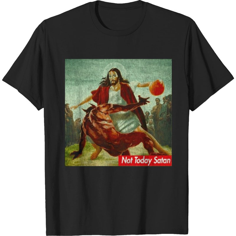 T-shirt Art Basketball Jésus Crossover Not Today Satan pour Hommes — T-shirts pour hommes