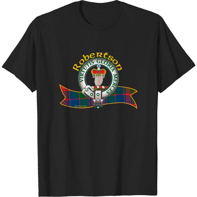 Robertson Clan Tartan Crest Motto T-shirt for Men