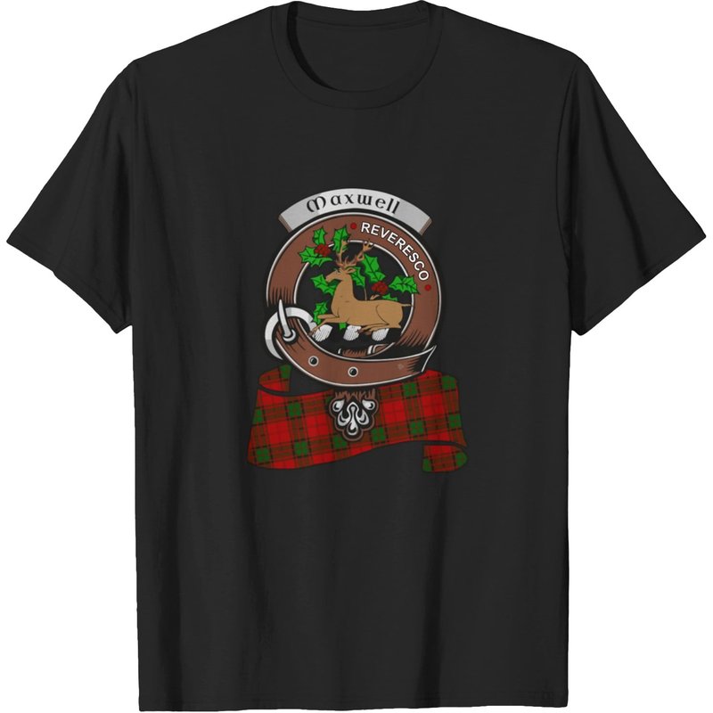 T-shirt écossais Maxwell avec insigne de clan tartan pour hommes — T-shirts pour hommes