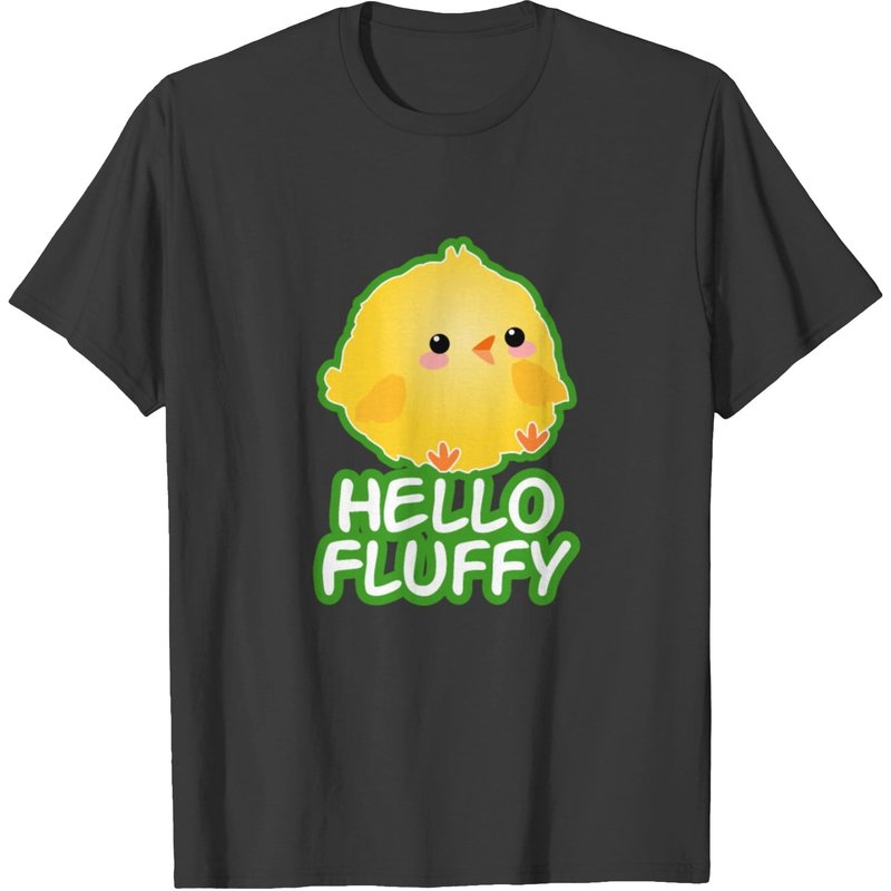 T-shirt pour hommes Hello Fluffy Baby Chick en noir — T-shirts pour hommes