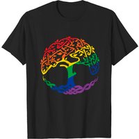 T-shirt pour hommes avec symboles celtiques Arbre de Vie en couleur arc-en-ciel — T-shirts pour hommes