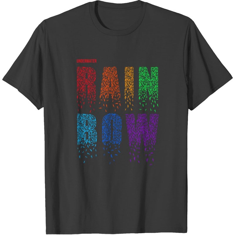 Shrimp Underwater Rainbow Typo T-Shirt for Men — Mens T Shirts
