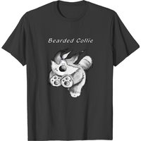Running Bearded Collie Dog Cartoon Gift T-shirt for Men