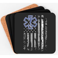 Sous-verres Thin White Line EMS EMT Paramedic avec drapeau américain