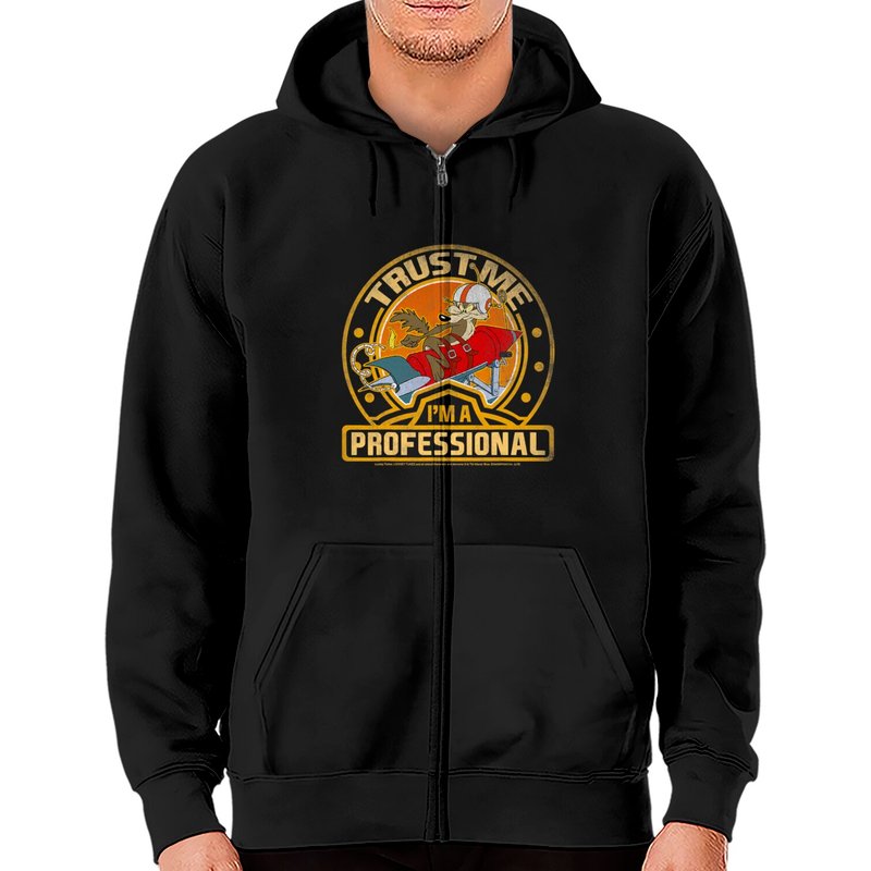 Wile E Coyote Faites-moi confiance, je suis un professionnel - Hoodie zippé — Sweats à capuche pour hommes