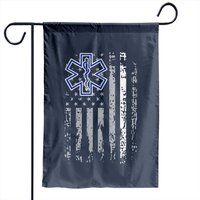 Thin White Line EMS EMT Paramedic American Flag Garden Flags