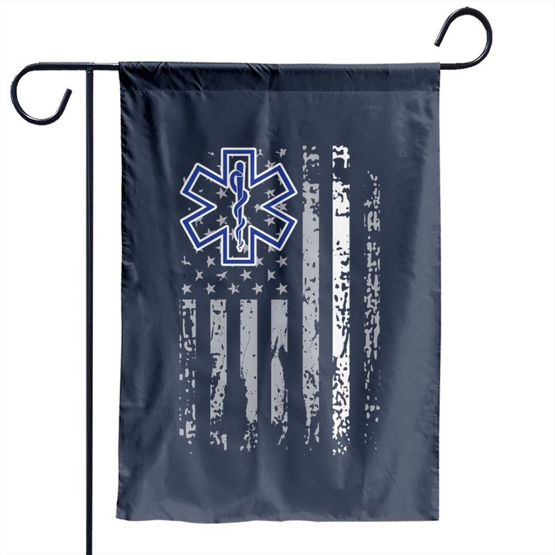 Thin White Line EMS EMT Paramedic American Flag Garden Flags — Decorative Flags