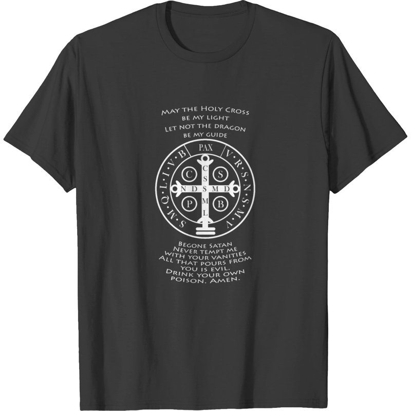 T-shirt avec Médaillon de Saint Benoît et prière pour hommes — T-shirts pour hommes