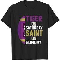 T-shirt Tiger On Saturday Saint On Sunday Louisiana pour hommes — T-shirts pour hommes