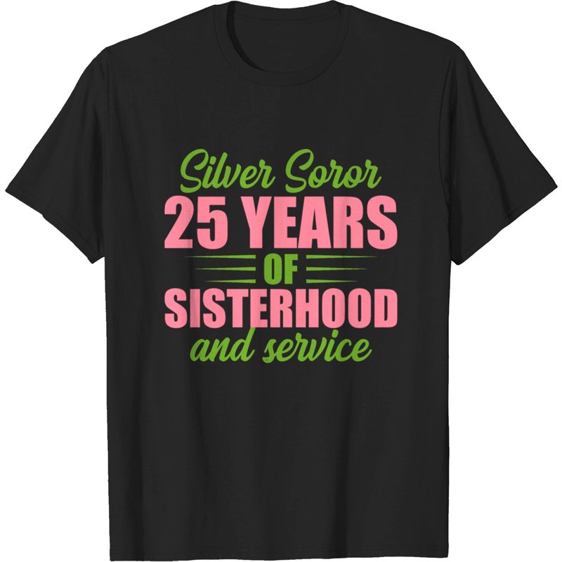 T-shirt Silver Soror 25 ans de fraternité et de service pour hommes