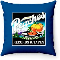 Peaches Records And Tapes Defunct Logo Throw Pillows