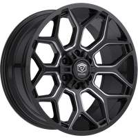 Roues Edge Off Road 302BM Noir Brillant Milled - 22x12 - 6x135