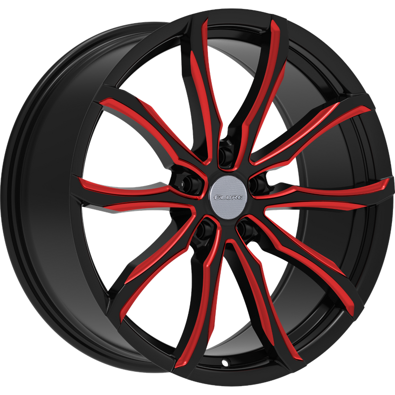 Elure 51 Black and Red Milled Wheels - 20x8.5 - 5x120 - 35 Offset — Wheels & Rims