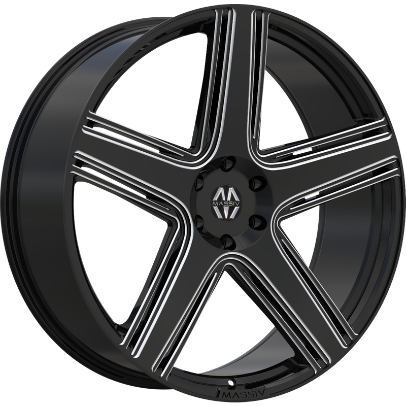 Roues Massiv 926 Noir Machiné - 22x9 - 5x115 - 15 Offset — Roues et jantes