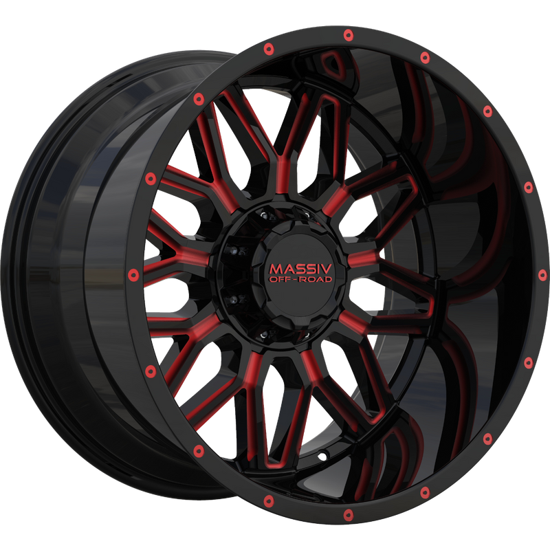 Massiv Off-Road OR1 Black and Red Milled Wheels - 20x10 -5x127 — Wheels & Rims