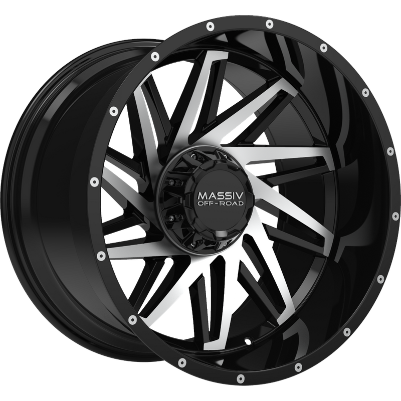 Massiv Off-Road OR3 Machined Black Wheels - 20x10 -5x127 Bolt Pattern — Wheels & Rims