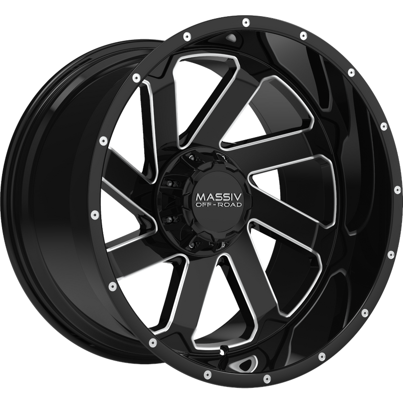 Massiv Off-Road OR4 Black and Milled Wheels - 20x10 - 5x127 -18 Offset — Wheels & Rims