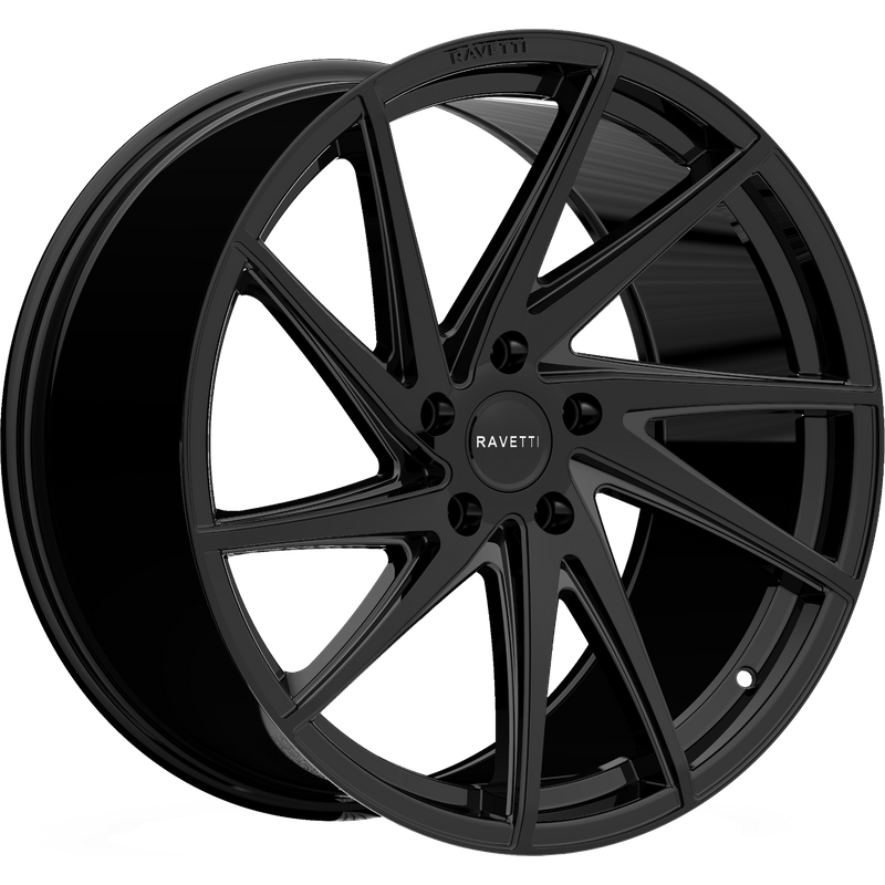 Roues Ravetti M10 Noir Brillant - 20x10 - Motif de Boulons 5x114.3 — Roues et jantes