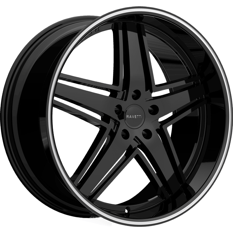 Ravetti M6 Black Wheel with Pinstripe - 20x10 - 5x114.3 - 45 Offset — Wheels & Rims