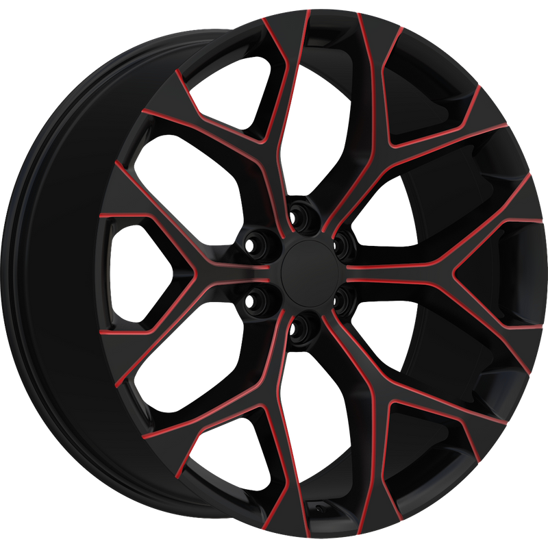 Roues Eclipse Replica 348 Moulées Noires et Rouges - 24x10 - 6x139.7 — Roues et jantes
