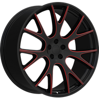 Roues Eclipse Replica 218 Noir Brillant Rouge Moulé - 22x9.5 - 5x115