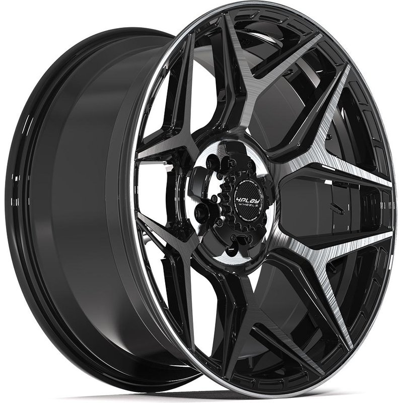 4Play 4P06 Gloss Black Wheels with Brushed Face - 20x9 - 5x127 — Wheels & Rims