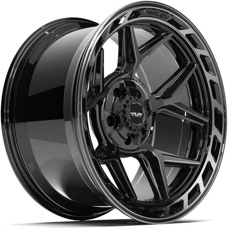 4Play 4P55 Gloss Black Wheels with Brushed Face - 20x10 -5x127 — Wheels & Rims