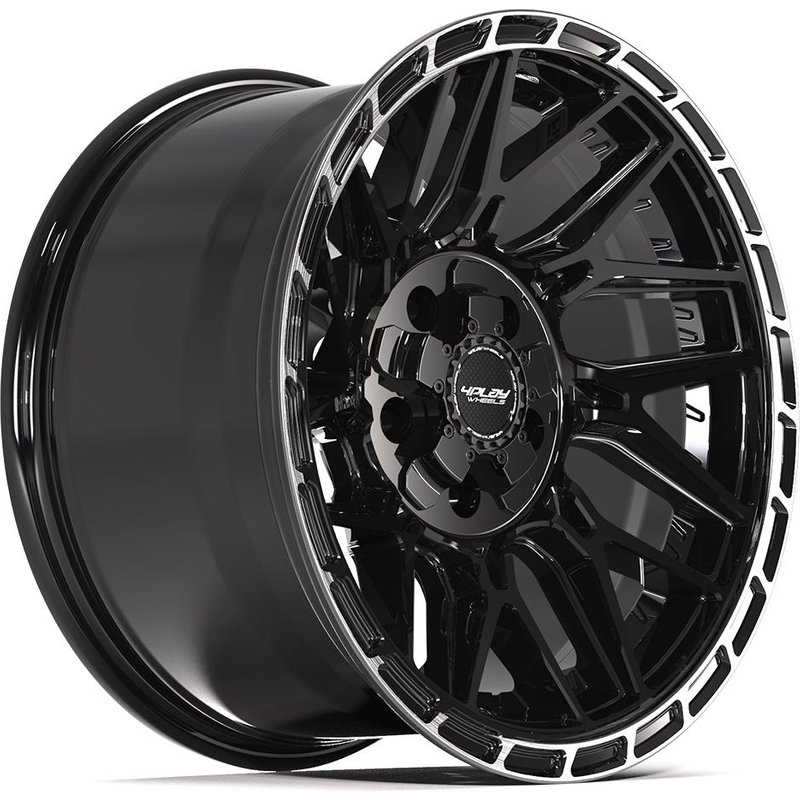 4Play 4PS28 Gloss Black Wheels with Brushed Face - 17x9 -5x127 — Wheels & Rims