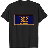T-shirt avec plaque d'immatriculation du code régional 302 du Delaware pour hommes
