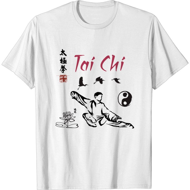T-shirt pour hommes Tai Chi Garden Lotus Calligraphy