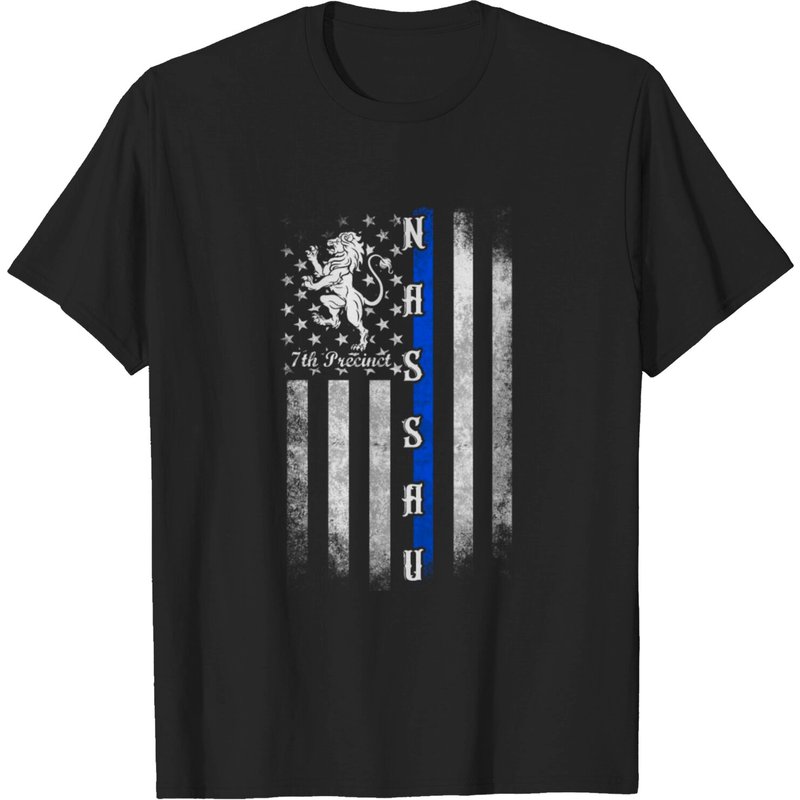 Nassau 7th Precinct T-Shirt for Men in Black — Mens T Shirts