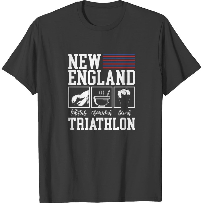 New England Triathlon Lobster Chowder and Beer T-shirt for Men — Mens T Shirts