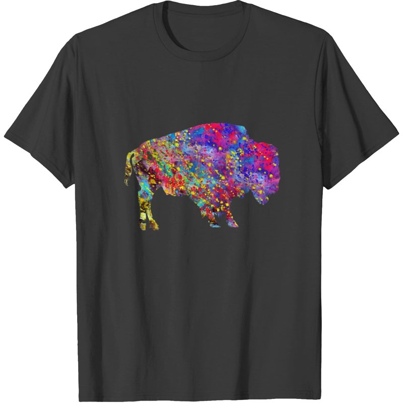 Bison Buffalo T-Shirt for Men in Black