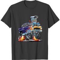 Classic Fifties Hot Rod Muscle Car Cartoon T-Shirt for Men
