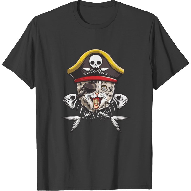 Cat Pirate Jolly Roger Flag Skull Crossbones T-shirt for Men — Mens T Shirts