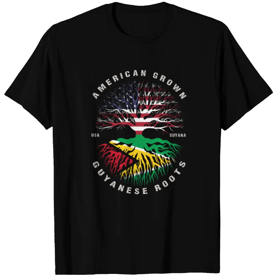 T-shirt Drapeau de la Guyane pour Hommes American Grown Guyanese Roots — T-shirts pour hommes