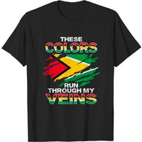 T-shirt Noir avec Design du Drapeau de la Guyane pour Hommes — T-shirts pour hommes