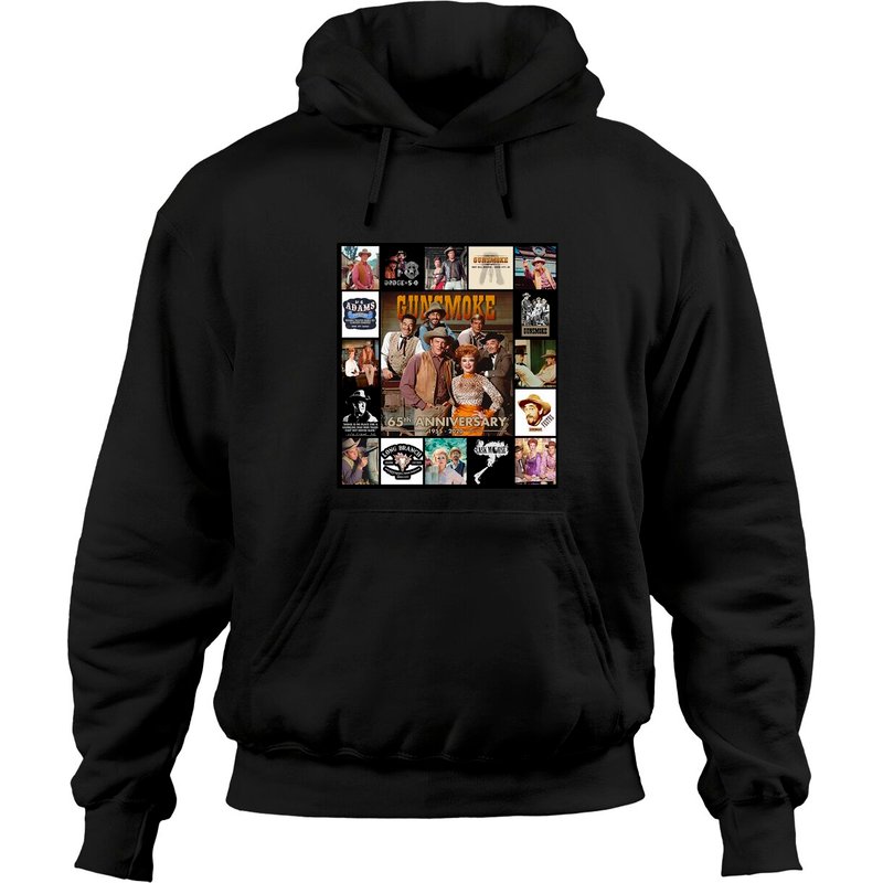 Hoodies Classiques Vintage Gunsmoke pour Unisexe en Noir — Sweats à capuche pour hommes
