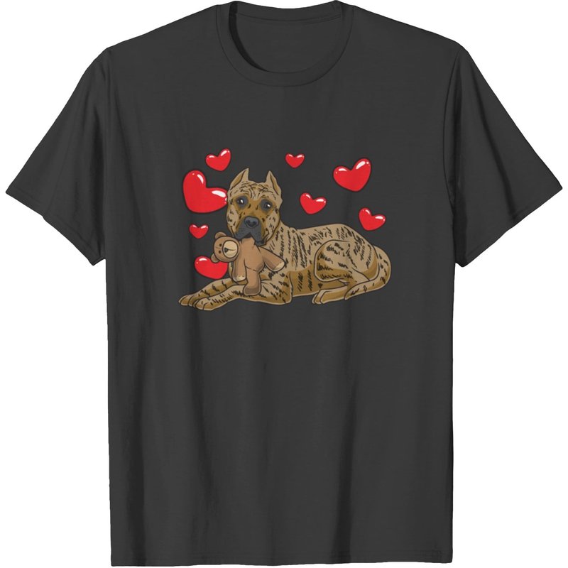 Presa Canario Dog with Stuffed Animal and Hearts T-Shirt