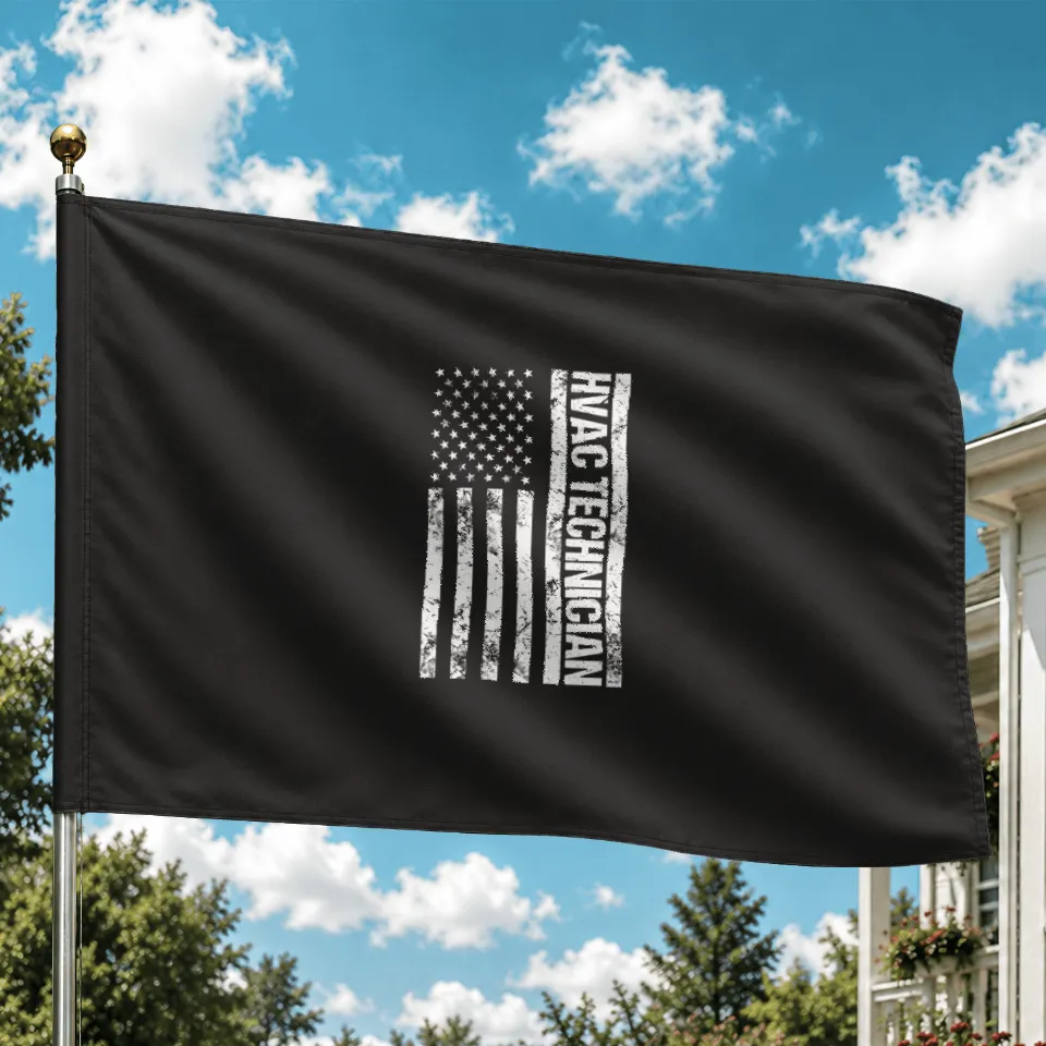 American Flag HVAC Technician House Flags — Decorative Flags