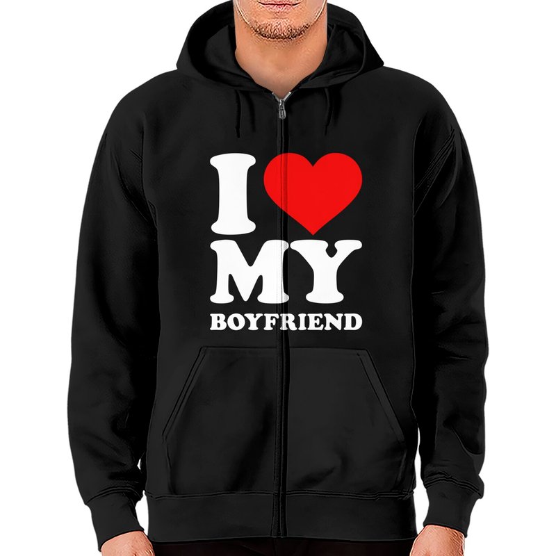 Hoodie zippé I Love My Boyfriend — Sweats à capuche pour hommes